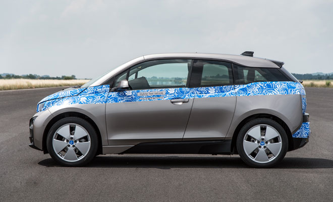 BMW i3 in light disguise - side view