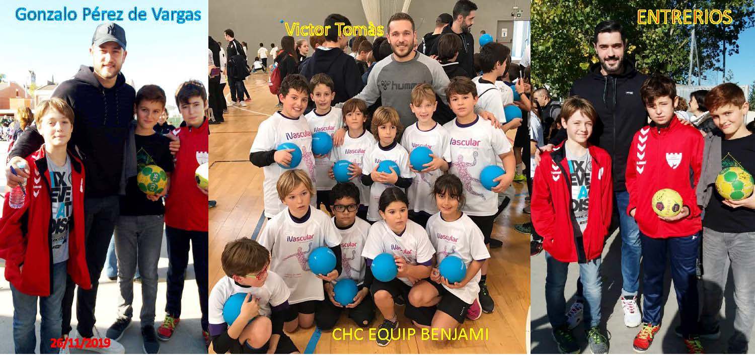 Les Benjamínes CHC amb alguns jugadors del Barça
