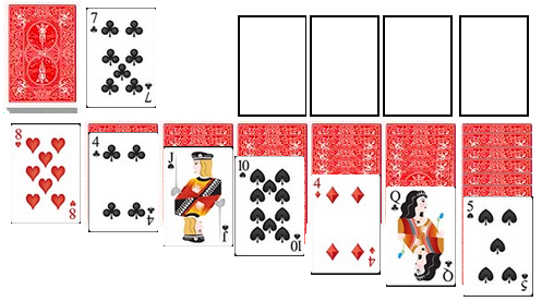 Paciência é um jogo tradicional de baralho, que utiliza 52 cartas. Para  iniciar o jogo, parte das cartas 