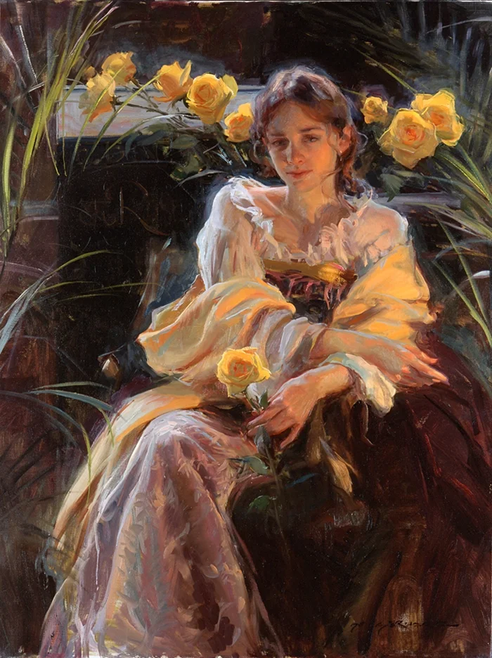 Daniel F. Gerhartz 1965 | American Figurative painter | Women with Flowers