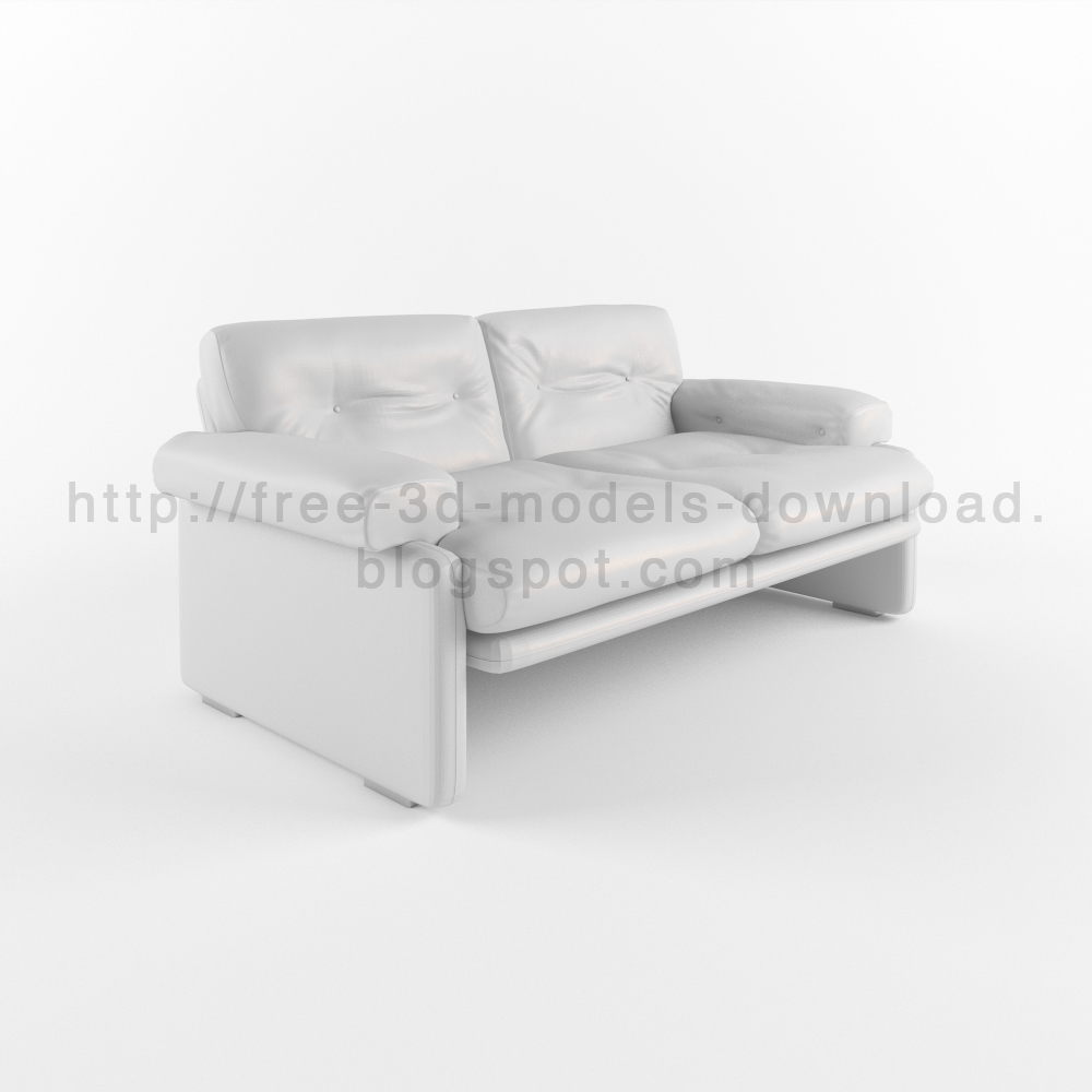 3d модель, 3d model, b&b, Coronado, free download, furniture, Italia, leather, sofa, white, диван, скачать бесплатно