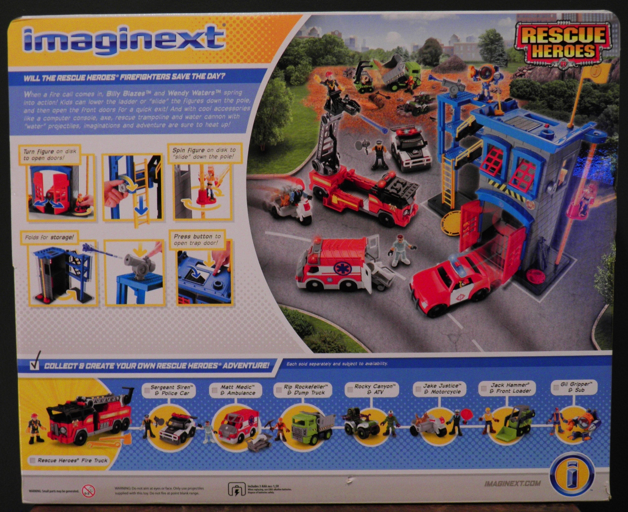 Fisher Price Imaginext Rescue Heroes Fire City Flame Buster tank Dern Daring NEW