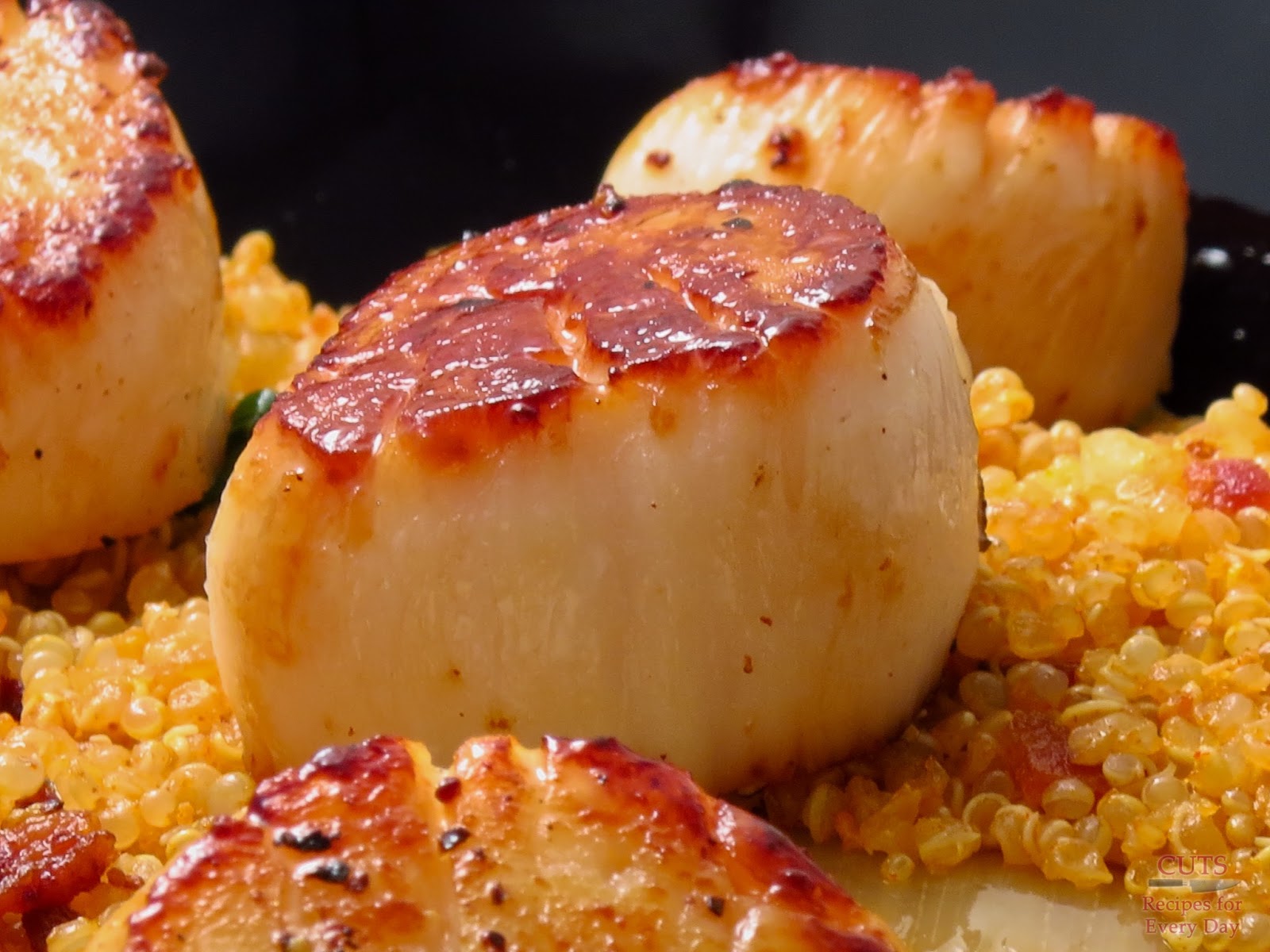 Fresh & Local PanSeared Scallops with Bacony Quinoa Cuts Recipes