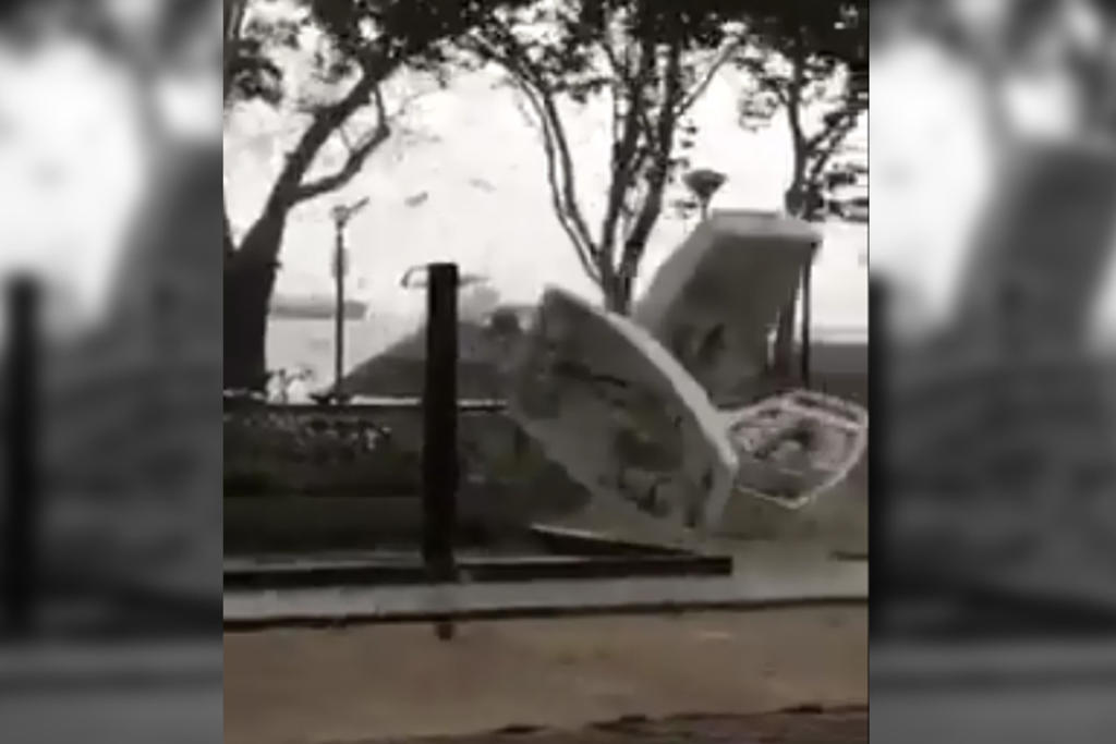 Strong winds during a heavy thunderstorm on Wednesday (Jan 31) afternoon sent boats flying at the National Sailing Centre.