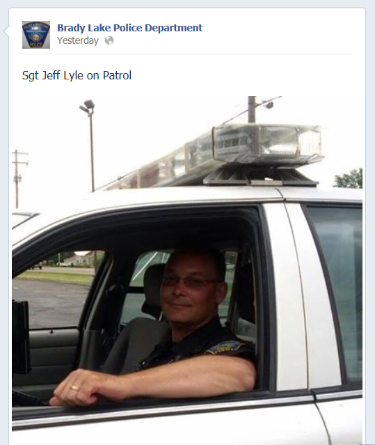 Here's the Brady Lake Village cop who threatened to take the blog cam and then couldn't do it.