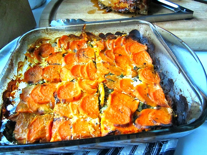 Spinach, Feta & Sweet Potato Gratin