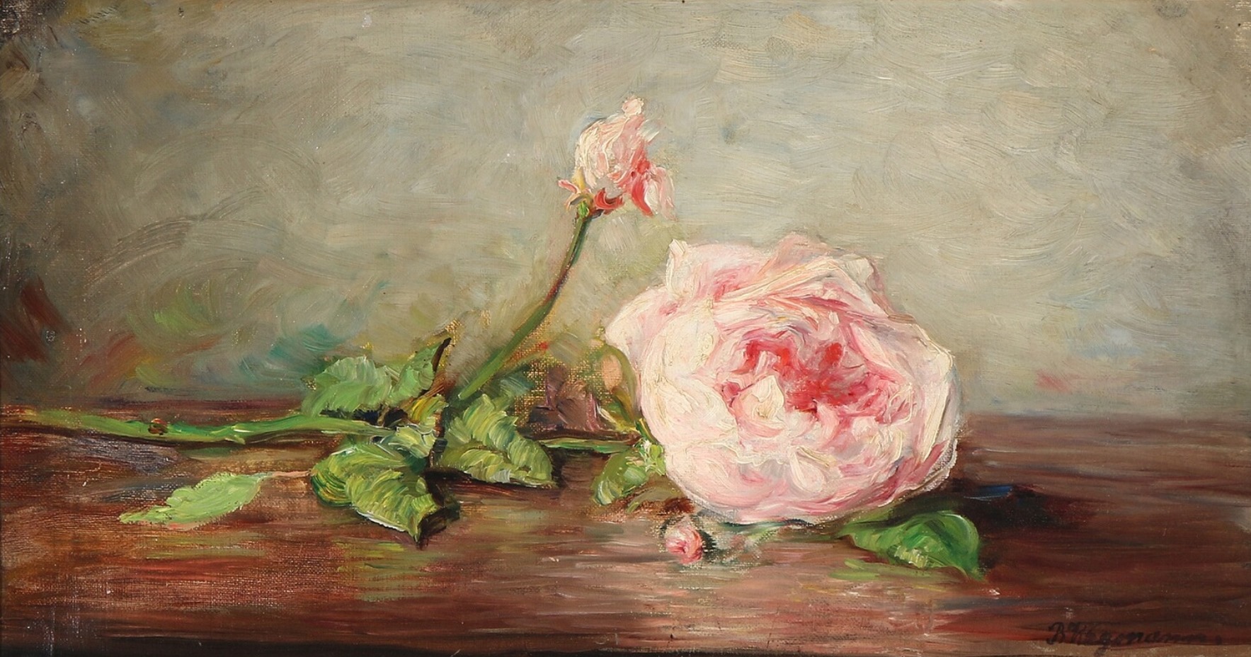  ertha Wegmann Still Life with a Pink Rose on a Table