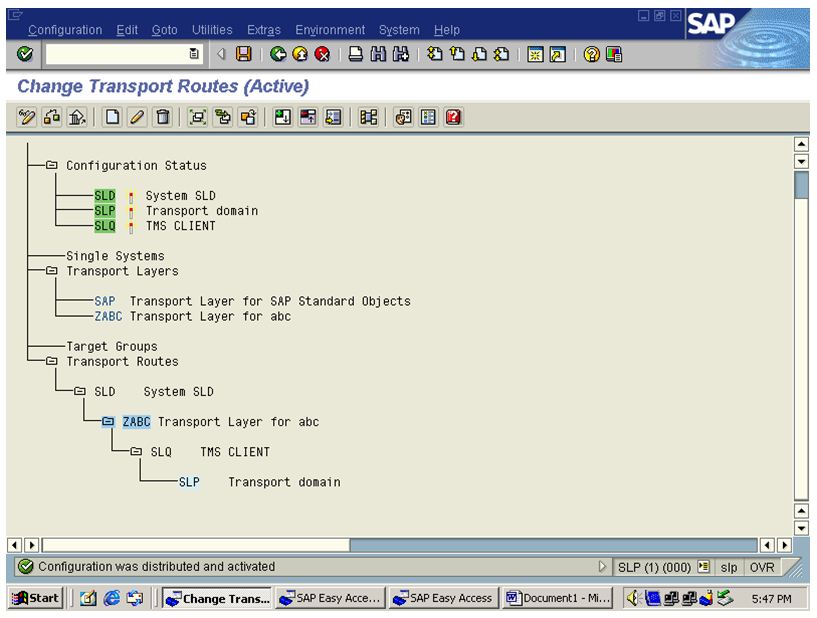 transport route in sap