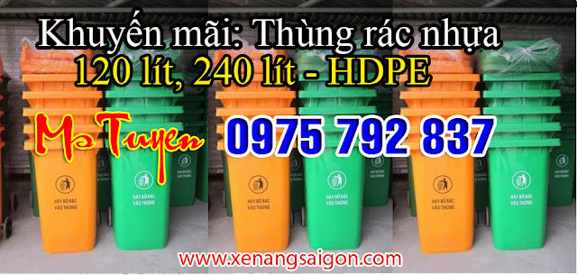 Thanh lý Thùng rác nhựa HDPE 120 lít, 240 lít, nắp kín, Thùng rác công nghiệp