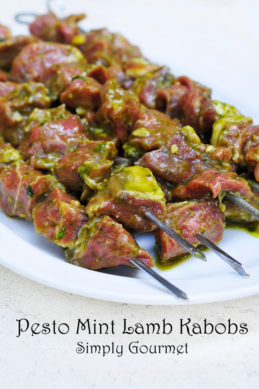 Simply Gourmet Pesto Mint Lamb Kabobs