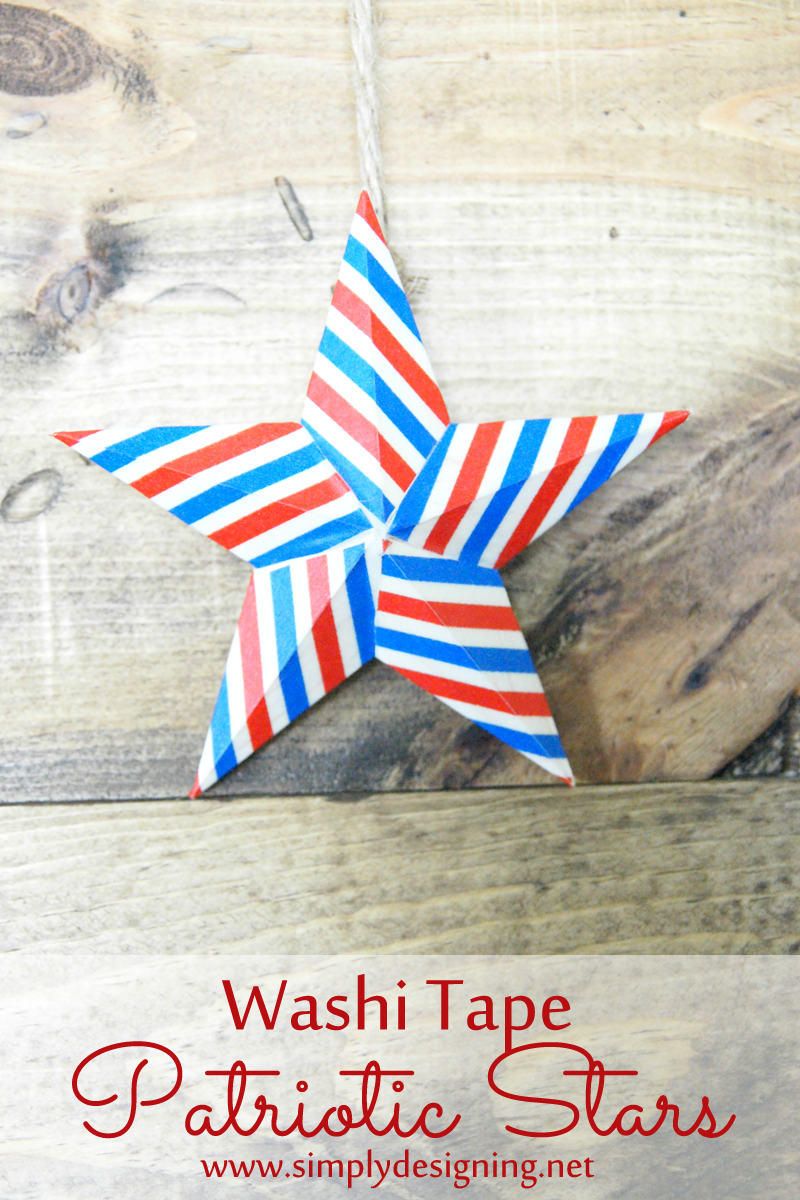 How to Make Washi Tape Patriotic Stars ~ such a simple 4th of July craft ~ pinning for later!  | #4thofJuly #memorialday #patriotic #redwhiteblue #washitape