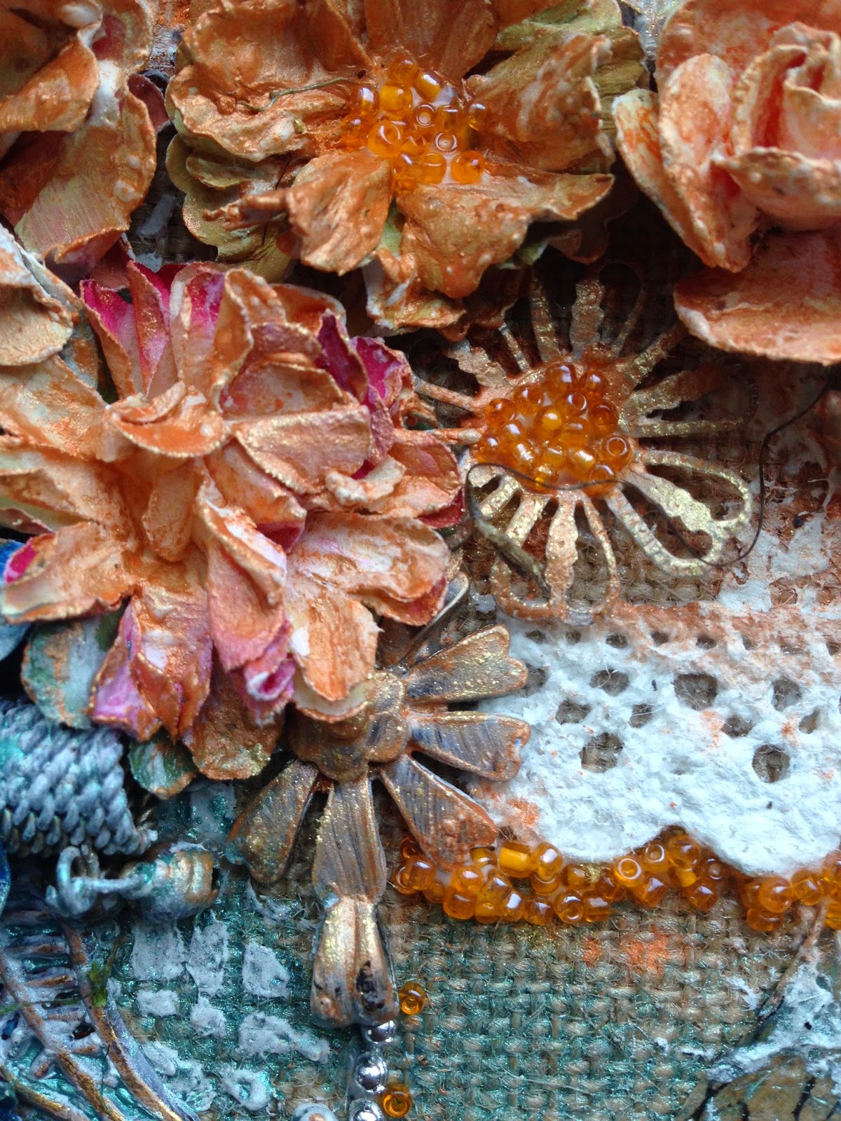 Butterflies N' Buttons Burlap Canvas Mixed Media Art