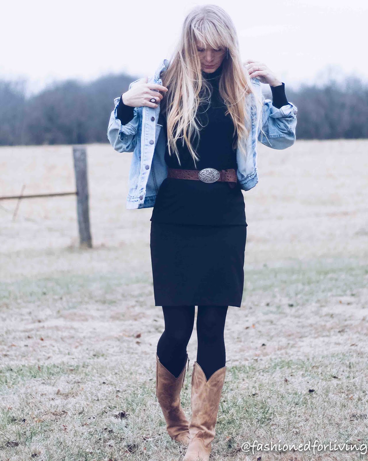 Clearance jean skirt outfits with cowboy boots Top Sellers