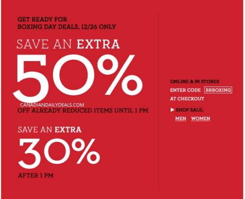 Canadian Daily Deals Banana Republic Boxing Day Deals 50 Off Already Reduced Until 1pm 30 Off After 1pm Dec 26 Only