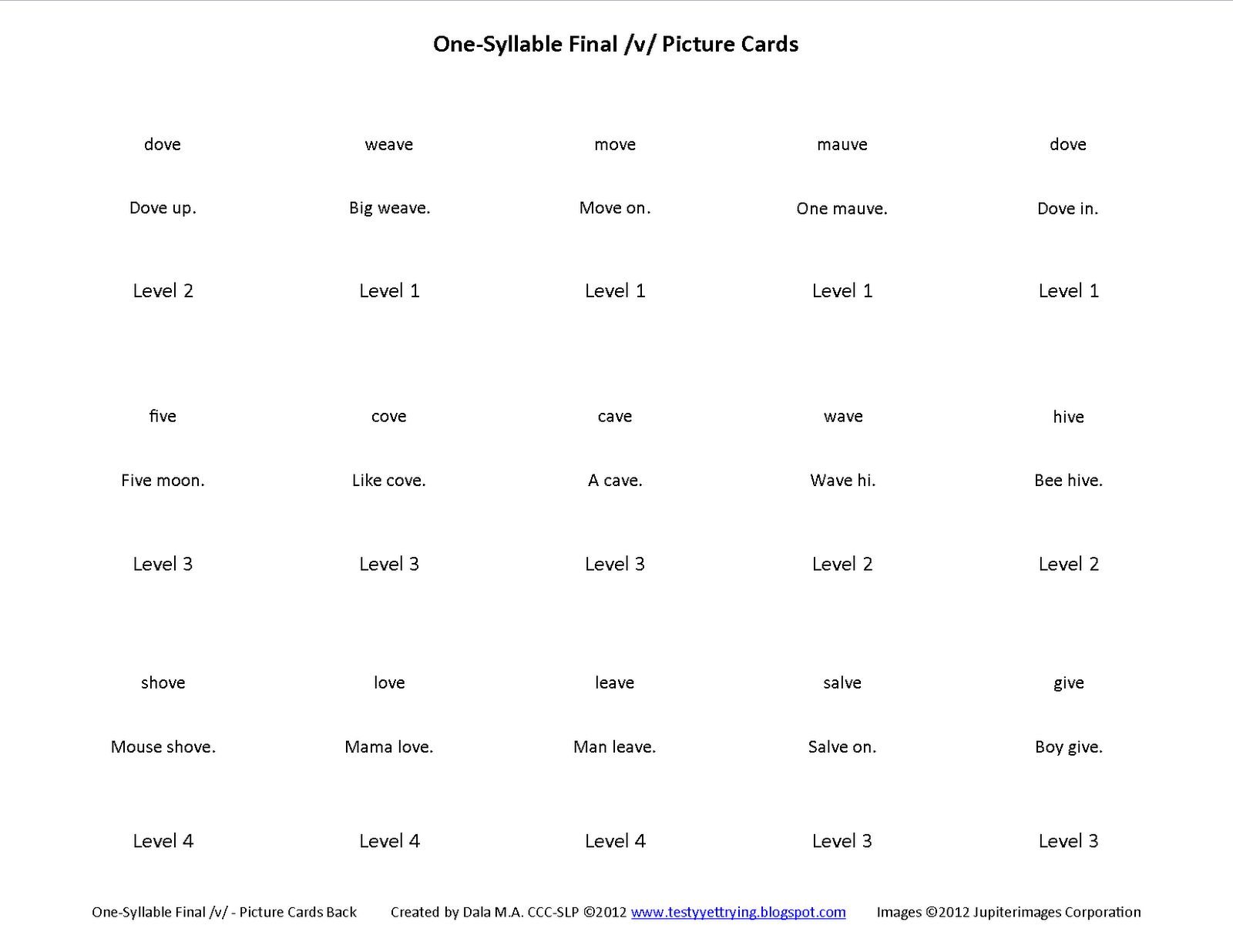 Testy yet trying Final V Free Speech Therapy Articulation Picture Cards