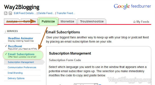 How to Add Feedburner Email Subscriptions Box to Blogger