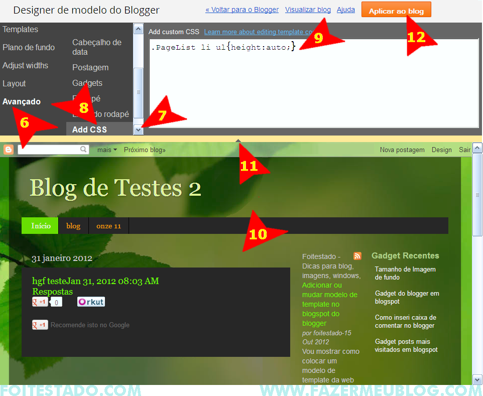 Colocar Css em blogs do blogger como colocar códigos Css no modelo Html do blogger na nova interface atualizada