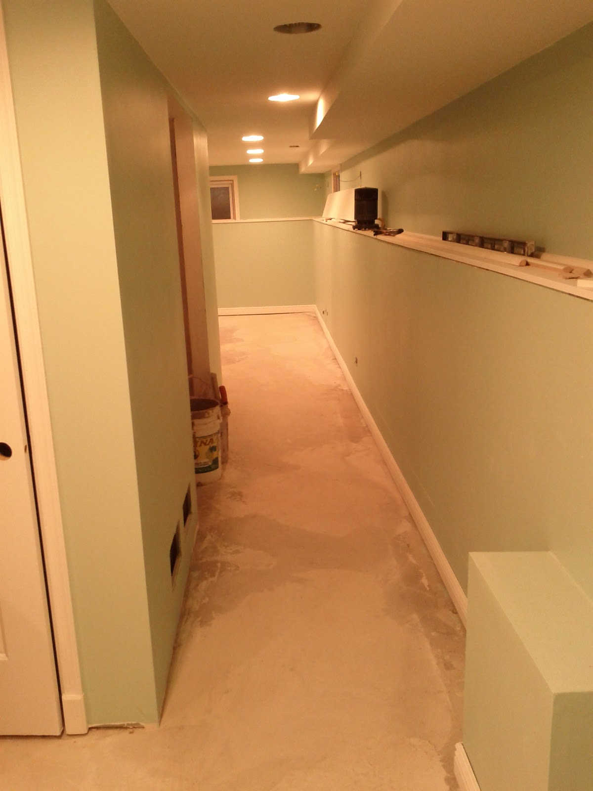 Basement Walls Painted, Trim Started