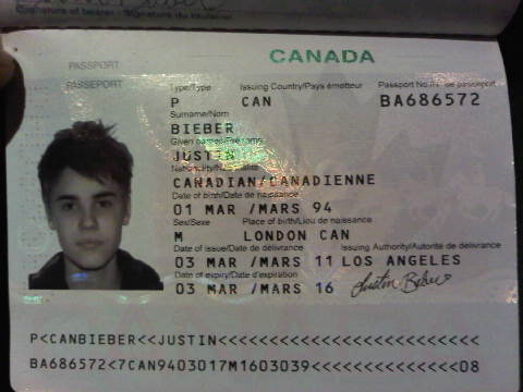 Justin For Bieber Passaporte De Justin Bieber