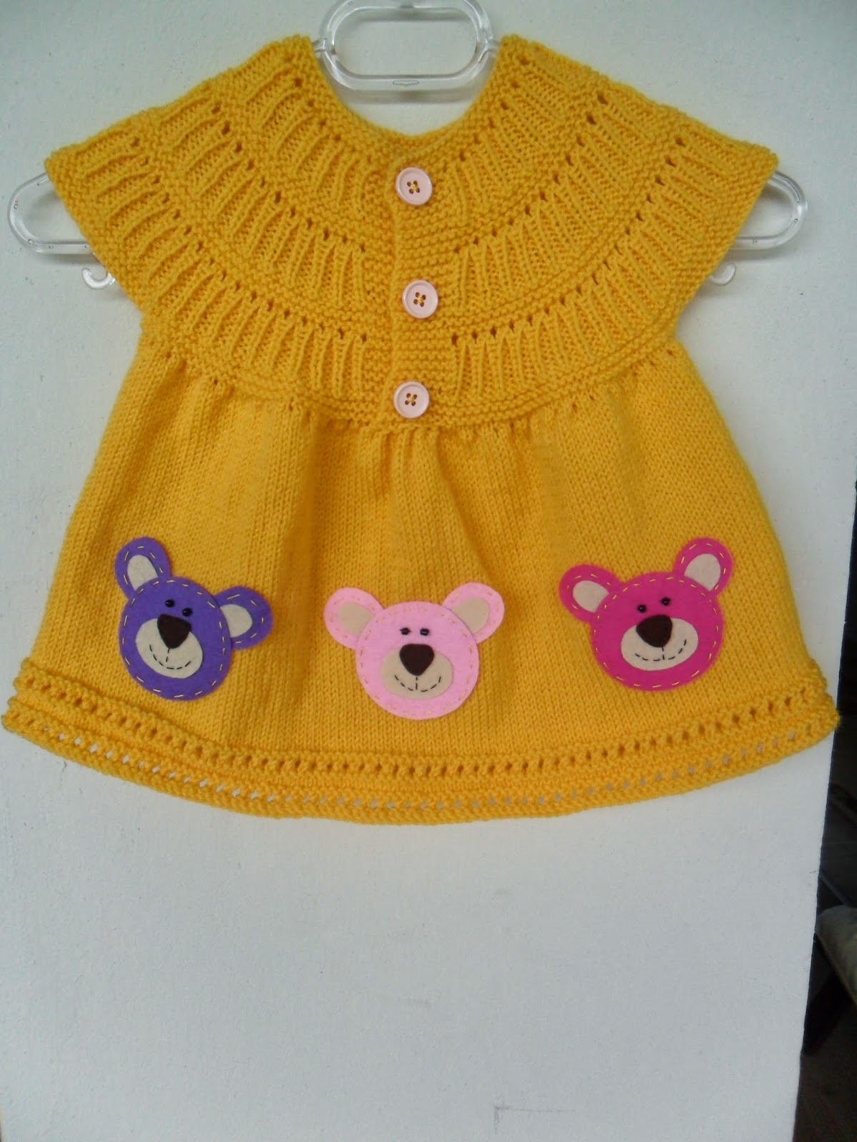 Bir Dalda İki Baykuş Ayıcıklı bebek elbisesi )