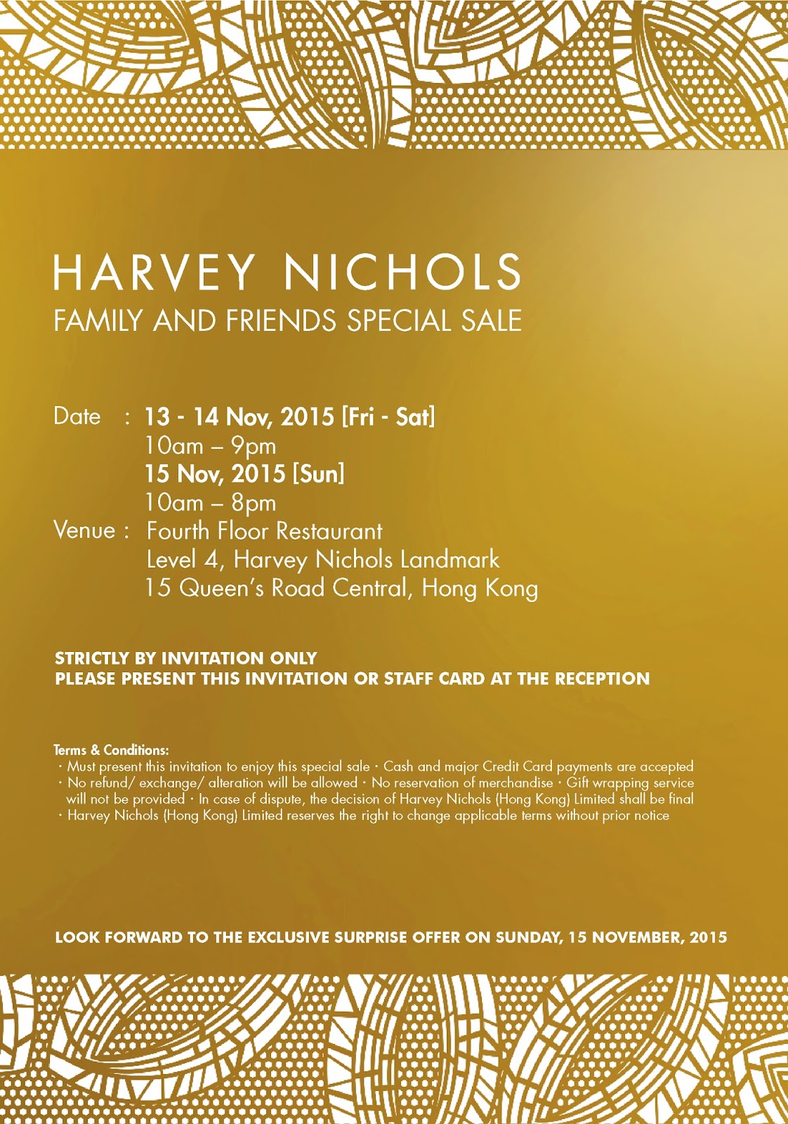 Hong Kong Fashion Geek Harvey Nichols Family and Friends Special Sale