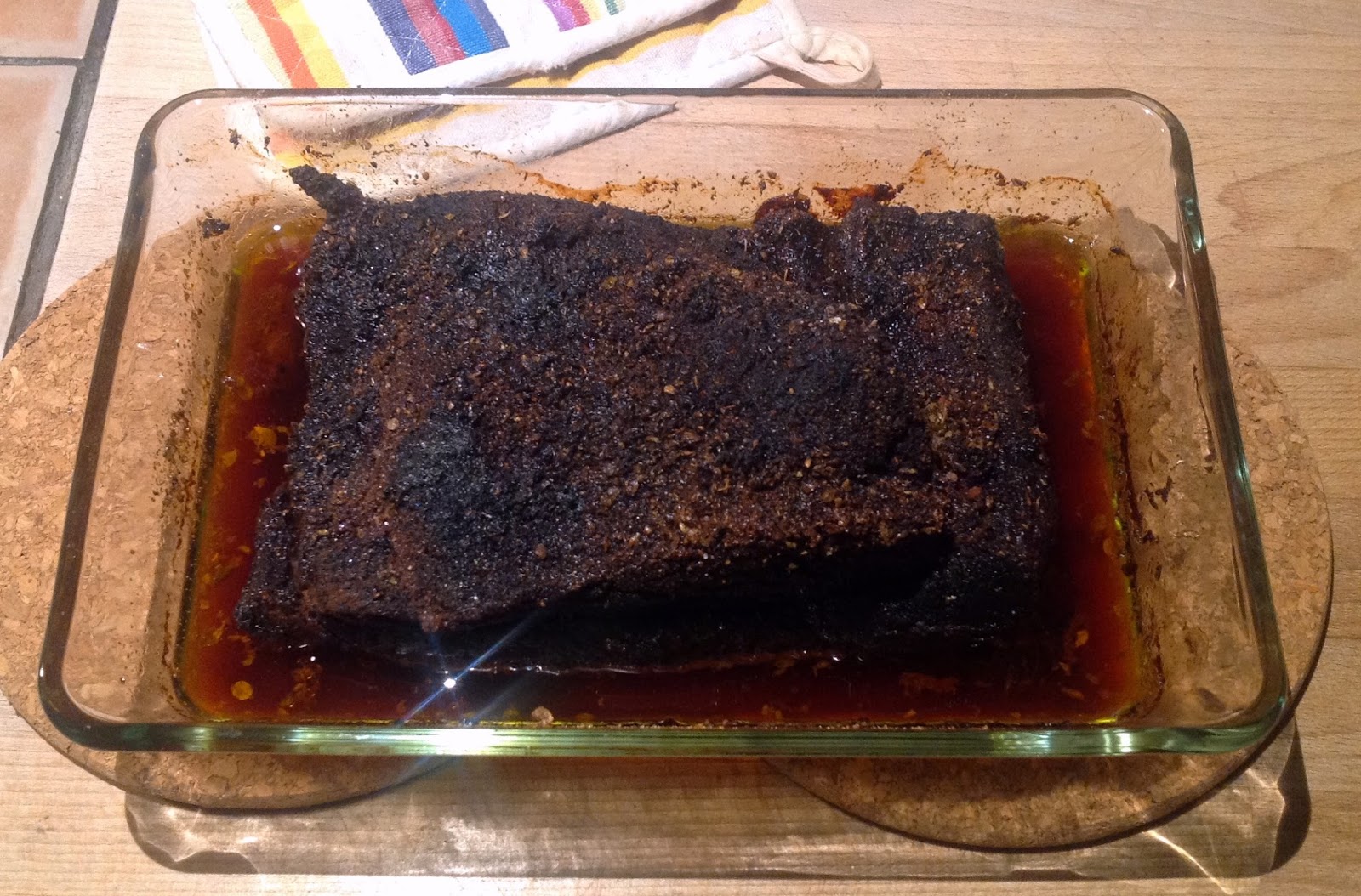 American Cooking in Denmark Brisket Roasted in a Toaster Oven.