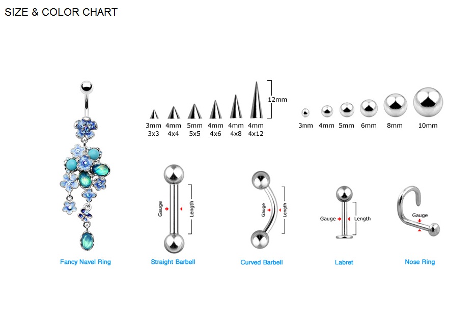 Body Jewelry Size Chart