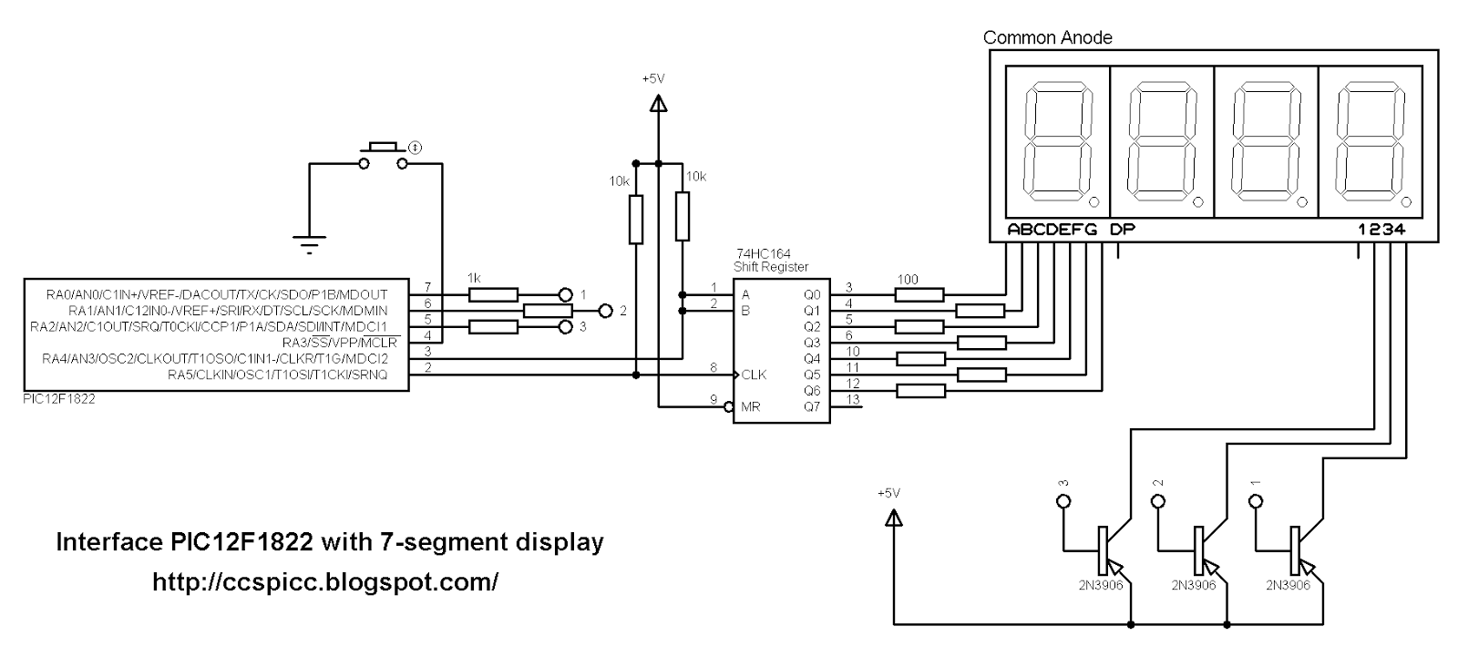 Interfacing 7segment display with PIC12F1822 using CCS PIC C compiler