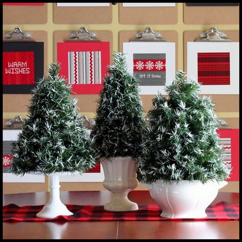 Dollar Store Crafter DIY Flocked Mini Topiary Trees