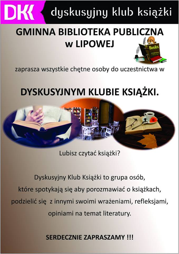 Dyskusyjny Klub Książki w Lipowej zaprasza