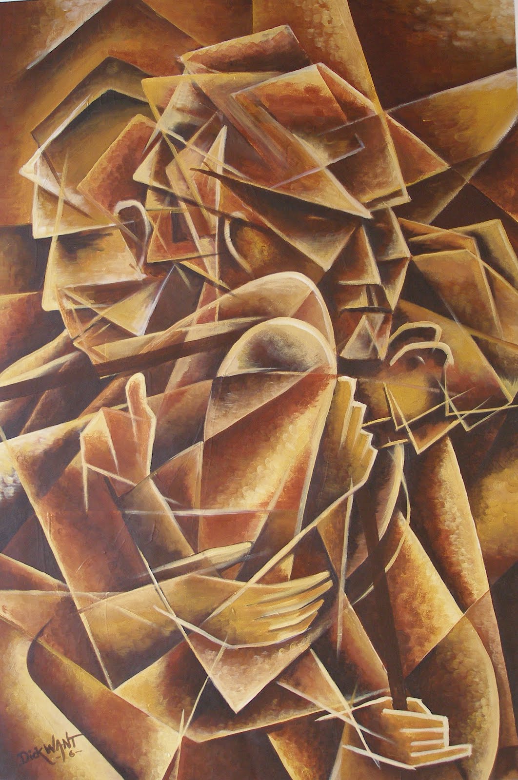 Art of Richard 'Dick' Want Analytical Cubism 'Hugh taking the strain'