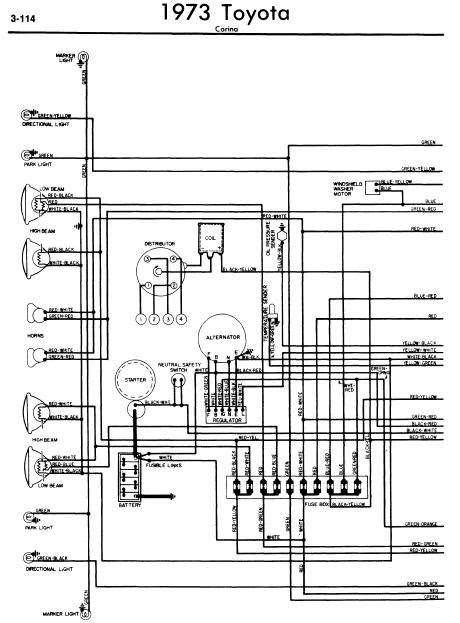 repair-manuals: Toyota Carina 1973 Wiring Diagrams