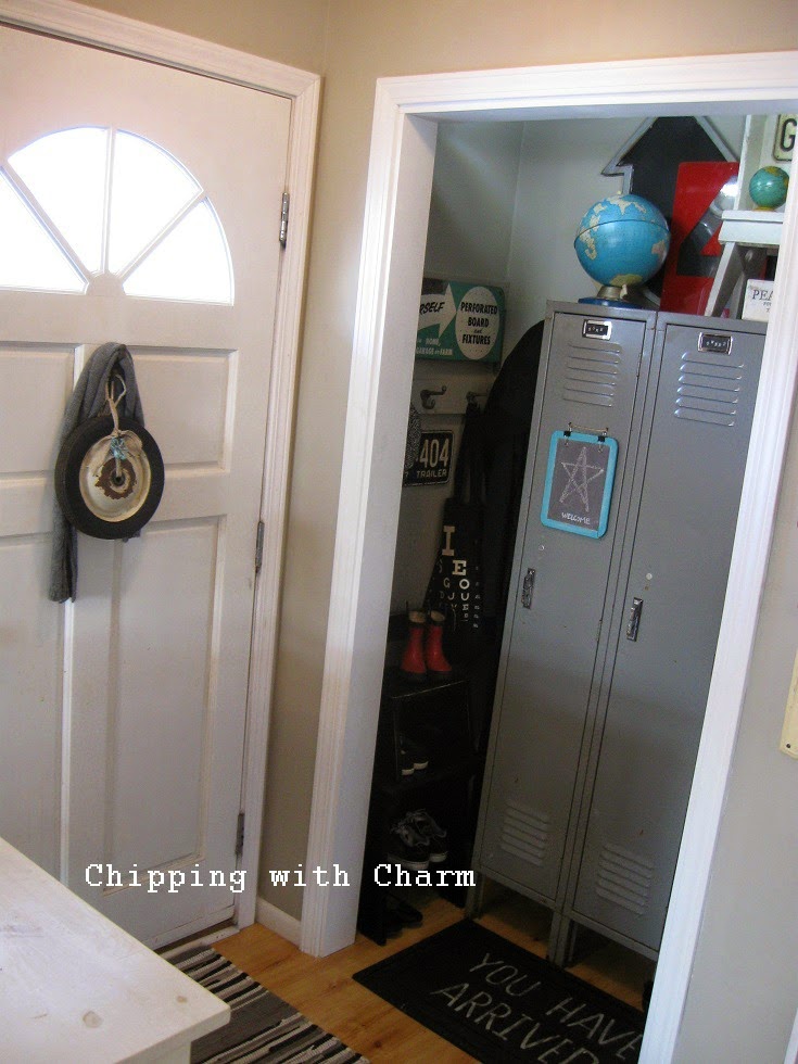Chipping with Charm: Entry closet update...after. www.chippingwithcharm.blogspot.com