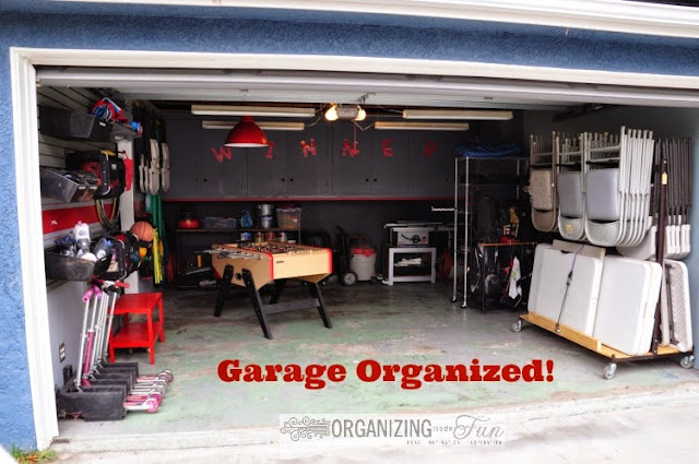 Organizing Garage in red and gray :: OrganizingMadeFun.com