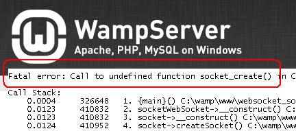 Fatal error: Call to undefined function socket_create() for WAMPServer Fatal error: Call to undefined function socket_create() for WAMPServer