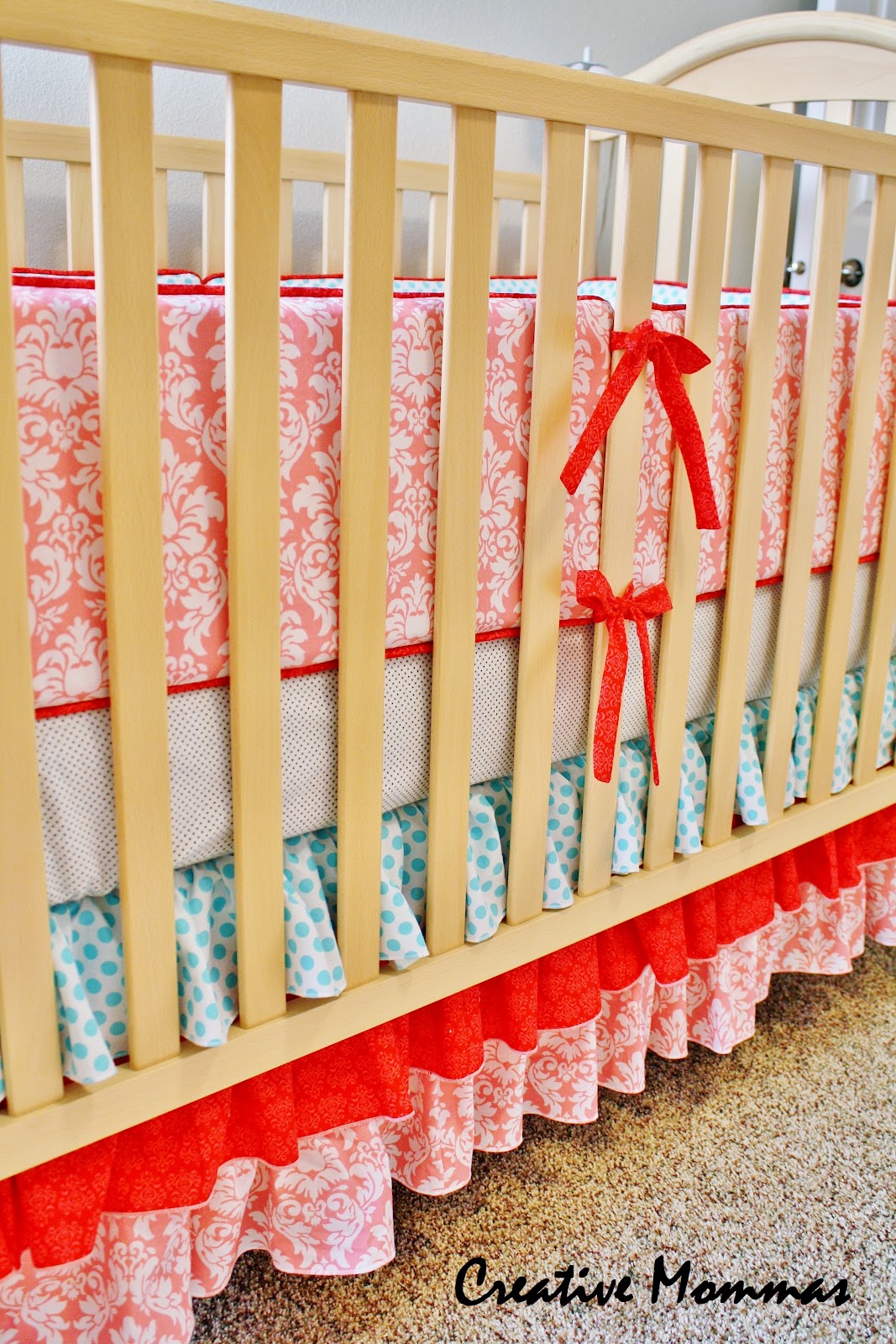 Cot Bedding Sets With Bumper Baby Crib Isolated Stock Photo