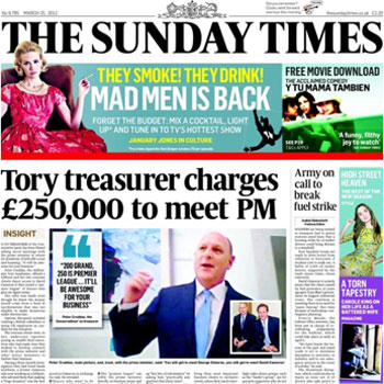 Sunday Times "Tory sting" scratches at the surface. Cameron IS vulnerable to far more "buyers"