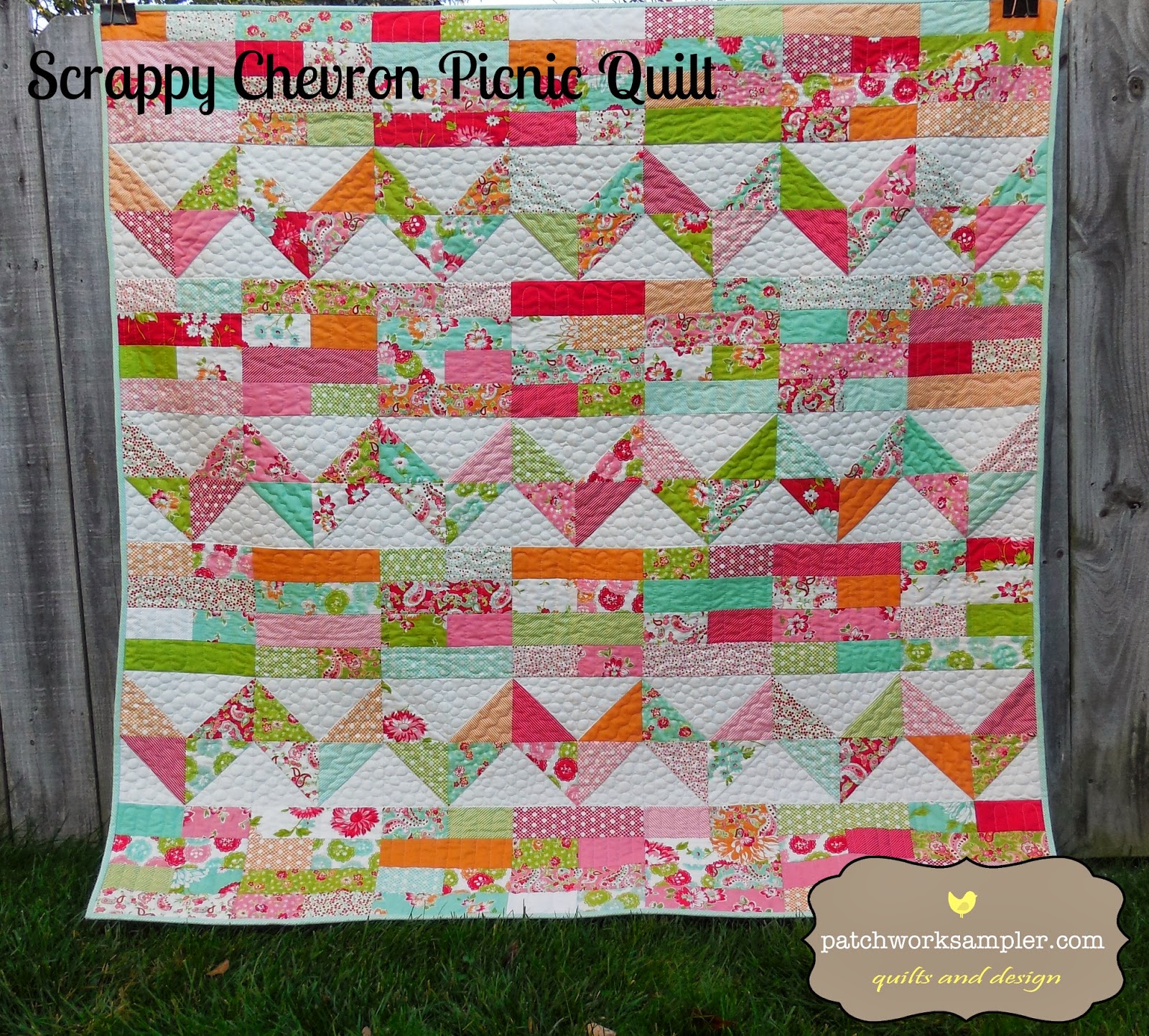 Scrumptious Scrappy Chevron Picnic Quilt « Moda Bake Shop