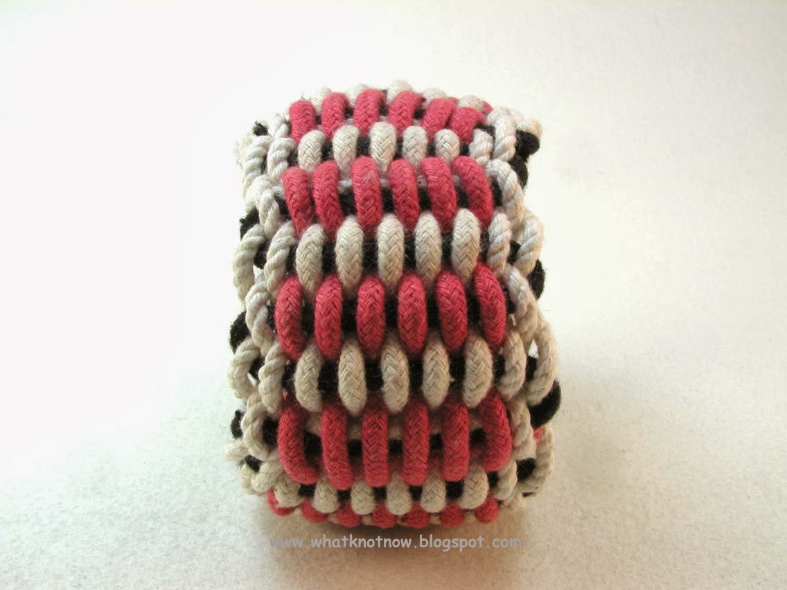 Knots and fiber bracelets red white black basket weave rope cuff
