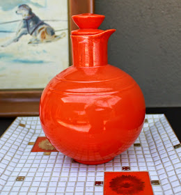 Venon Kilns California Orange Art Pottery Jug Pitcher 1940s