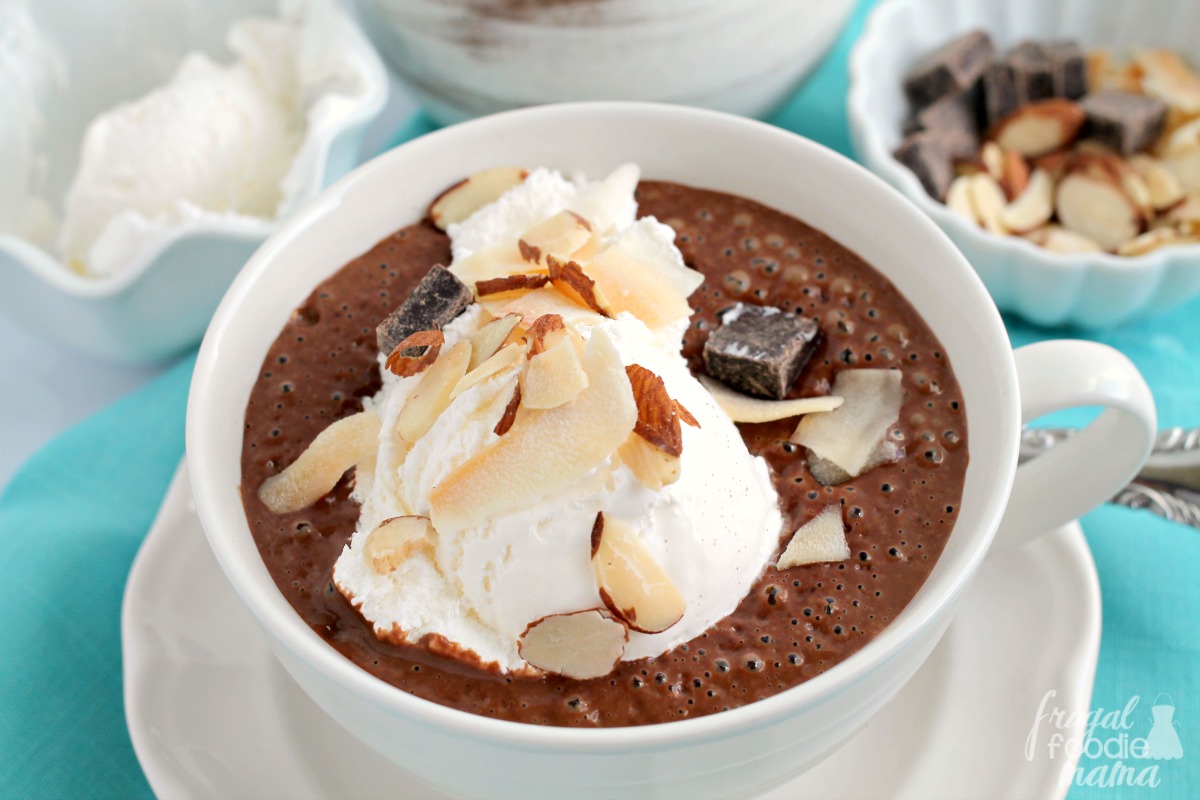 Frugal Foodie Mama Frothy "Almond Joy" Hot Chocolate