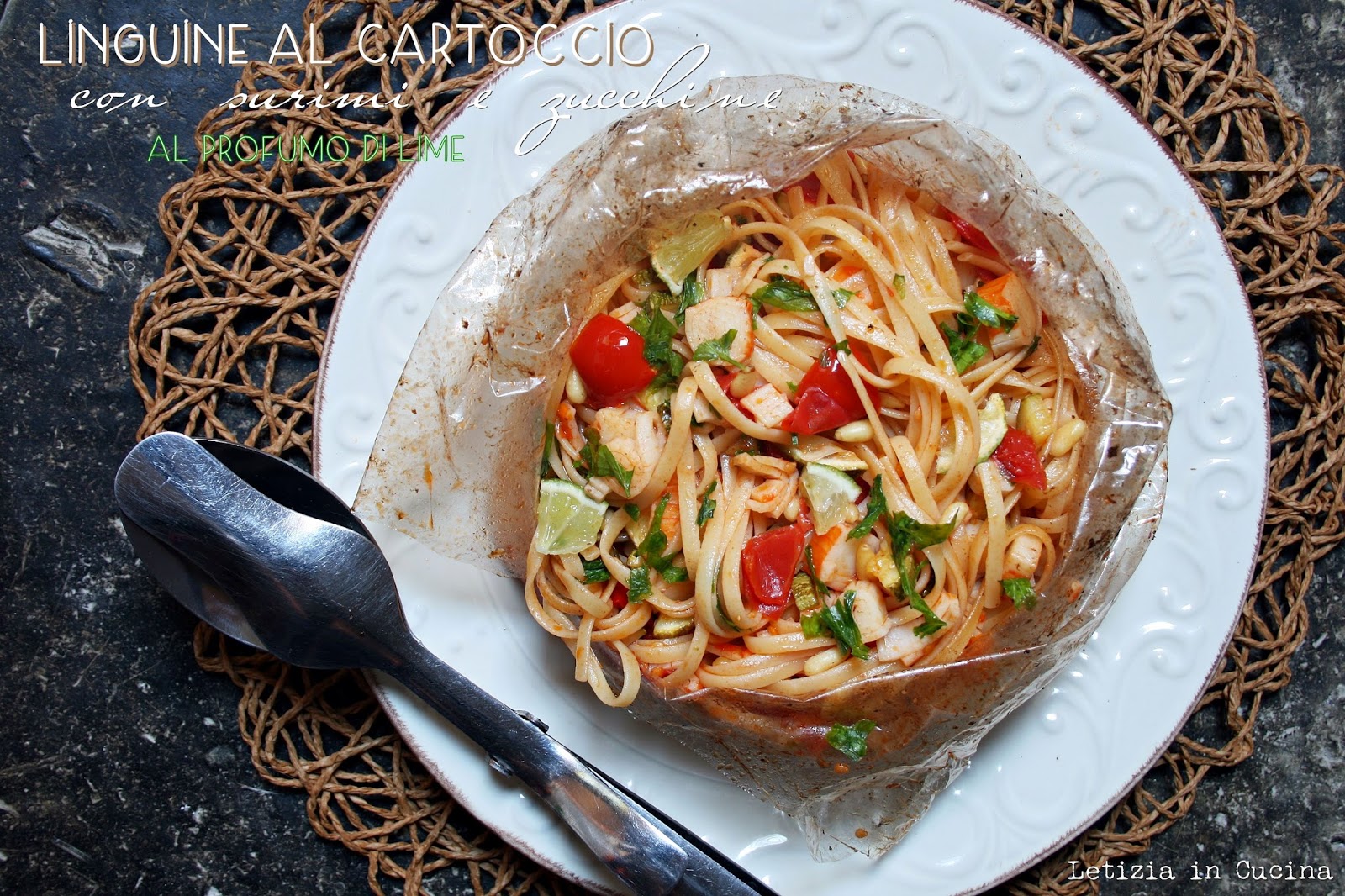Letizia In Cucina Linguine Al Cartoccio Con Surimi Zucchine E Al Profumo Di Lime