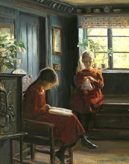 "Afternoon Pasttimes" by Knud Erik Larsen (1865-1922)