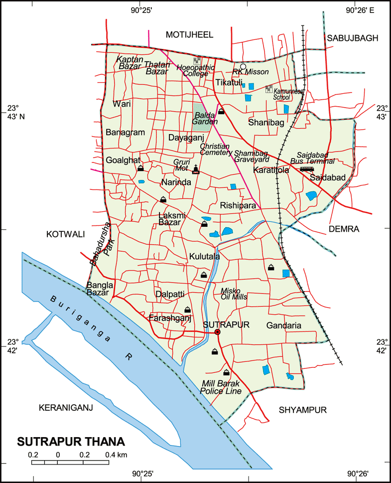 Maps of Bangladesh Sutrapur Thana