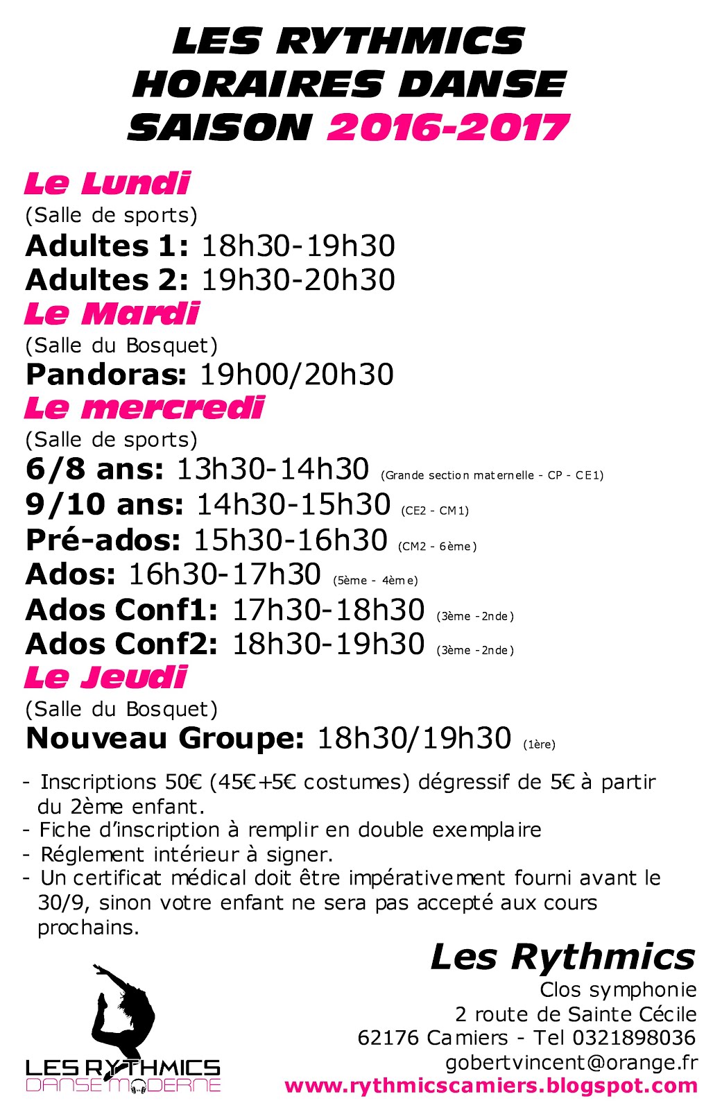 HORAIRES COURS