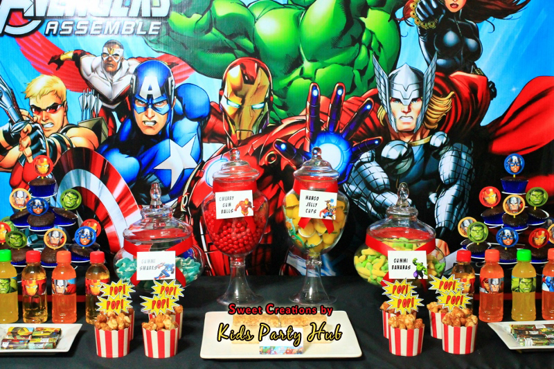 Kids Party Hub Avengers Themed Dessert and Candy Buffet Table