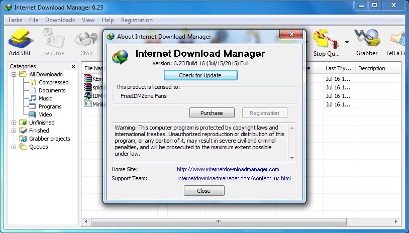 Internet Download Manager (IDM) 6.23 Build 16 Registered (32bit 64bit Patch)