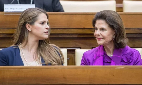 Princess Madeleine of Sweden and Queen Silvia of Sweden attended the seminar 'Trafficking with a Special Focus on Children' at the Pontifical Academy of Sciences at Casina Pio IV 