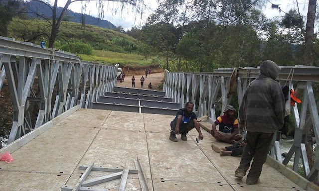 Waikam bridge construction project in Tsak Valley funded by JICA and coordinated by Yambaran Komba Akalyanda