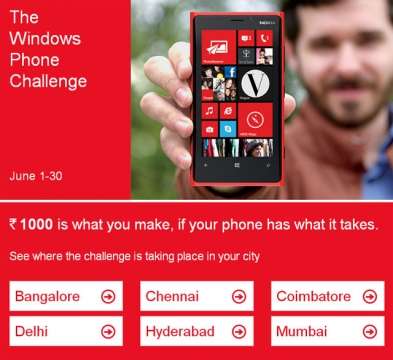 Windows Phone Challenge from Microsoft, dare you phone against Windows Phone and win Rs.1000.00
